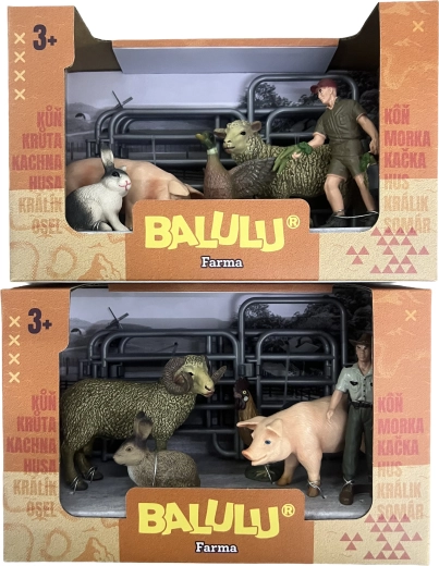 BALULU set da gioco maialino e pecora con contadino e recinto - 1 pezzo