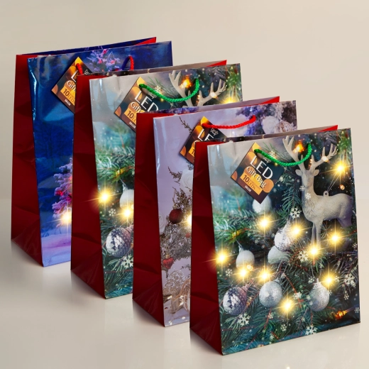 Borsa regalo LED con illuminazione bianca calda - 1 pezzo