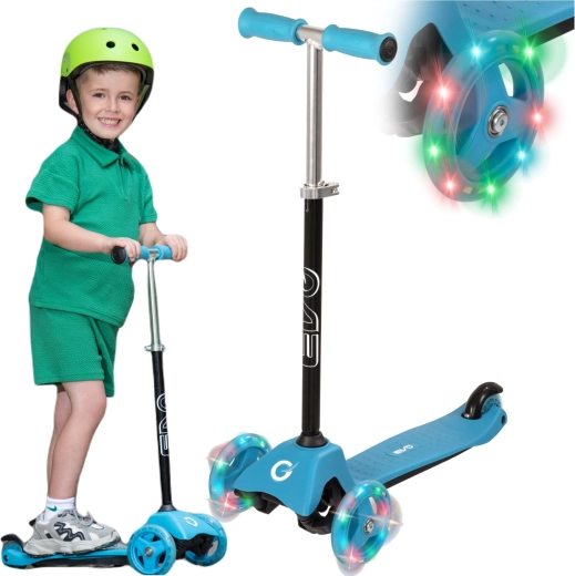 Monopattino a tre ruote per bambini EVO Light Up Mini Cruiser blu