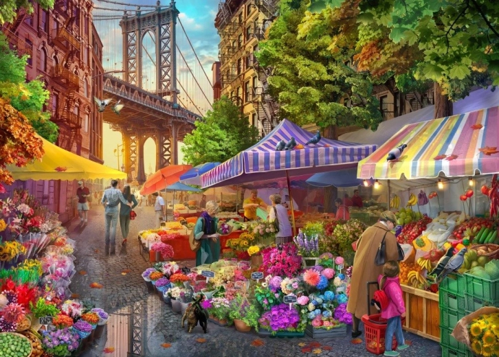 Puzzle Mercato dei fiori a Brooklyn 500 pezzi BLUEBIRD