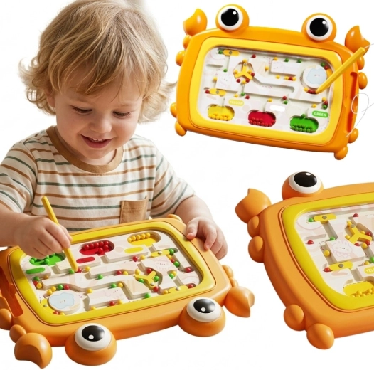 Tabella magnetica Montessori Woopie labirinto a forma di granchio arancione