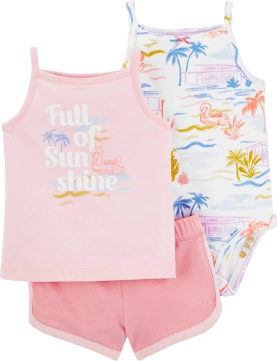 CARTER'S set 3 pezzi: body con spalline, canottiera e shorts per bambina - 1 pezzo – 3m