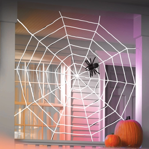 Ragnatela di Halloween con ragno bianco 130 × 130 cm