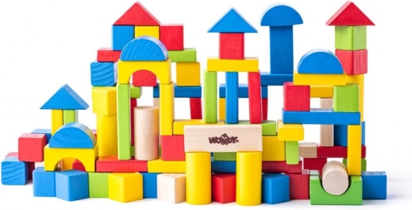 blocchi da costruzione in legno nel secchiello 100 pz