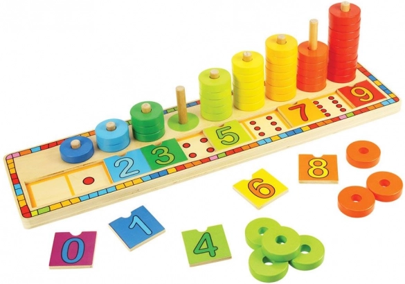 Tavola didattica in legno per contare con anelli BIGJIGS