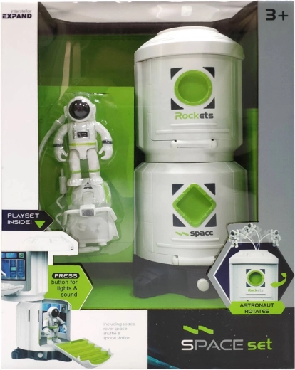 Set da gioco stazione spaziale con astronauta, luce e suono