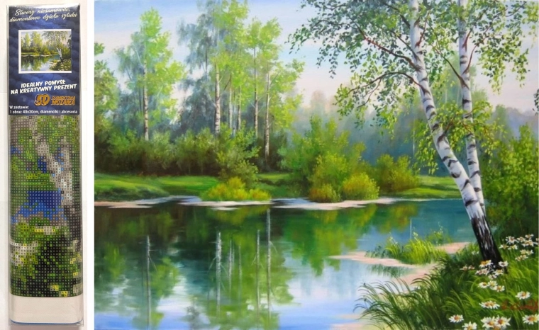 Pittura di diamanti Paesaggio primaverile 30x40 cm