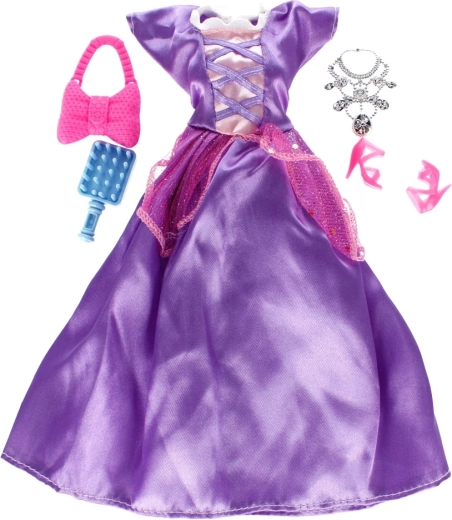 Abito lungo per bambola con accessori