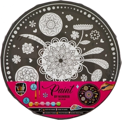 CCG pittura con i numeri su tela rotonda 30 cm fiori