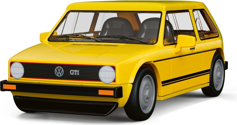 GTI giallo vivace con ruote mobili