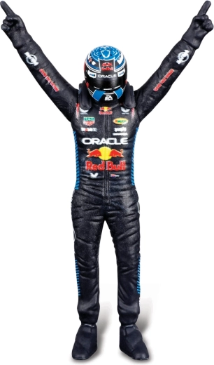 Statuina del pilota Max Verstappen nella posa da campione