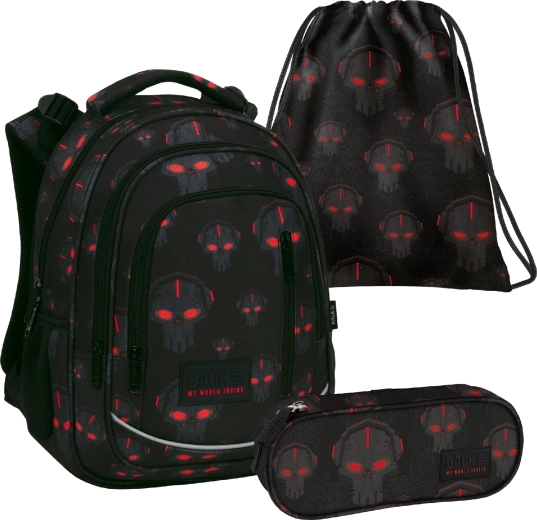 Set scolastico BackUP Robots Red 3 in 1 (zaino, astuccio e sacca)