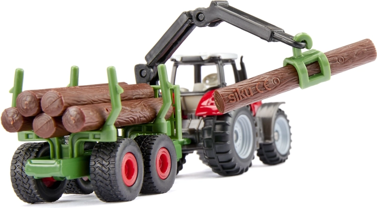 Rimorchio forestale con gru e pinza