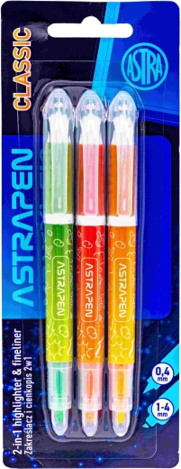 Evidenziatori Astra 2 in 1 Classic, set da 3 pz