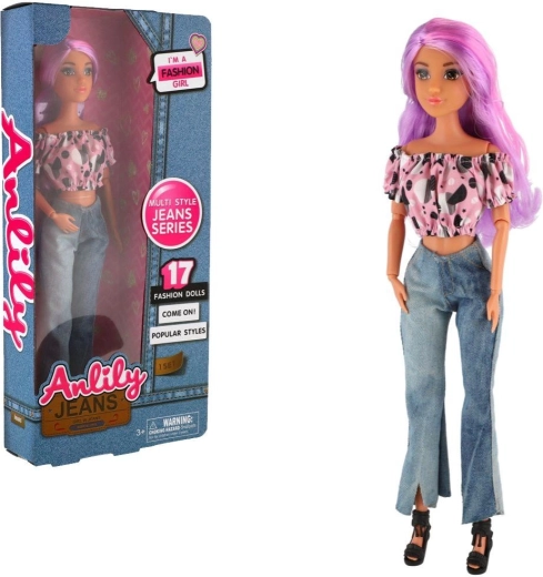 Anlily bambola fashion snodata in outfit in denim 30 cm