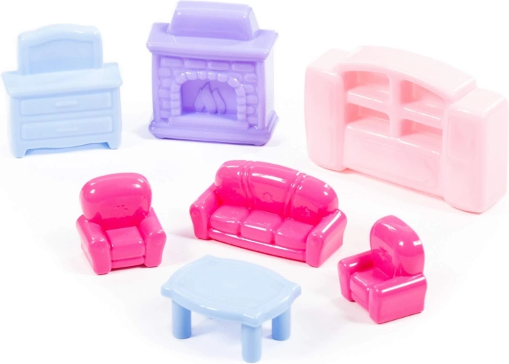 Mobili per casa delle bambole – set colorato da 7 pezzi