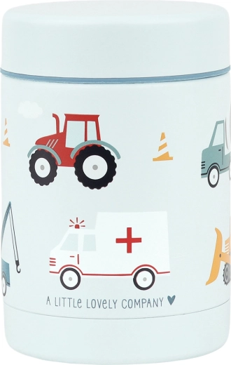 A Little Lovely Company contenitore termico in acciaio inox isolato per alimenti con motivo veicoli 300 ml