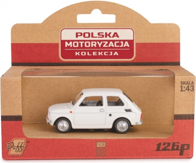Modello in metallo dell'auto Fiat 126p PRL bianca, 1:43