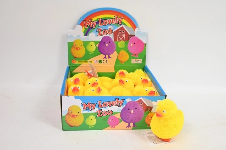 Giocattolo da schiacciare luminoso a forma di paperella (12 pz in espositore)