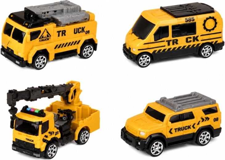 4 mini veicoli da cantiere nella confezione