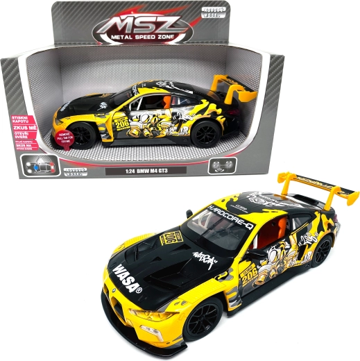 Modello metallico BMW M4 GT3 con luci e suoni 1:24