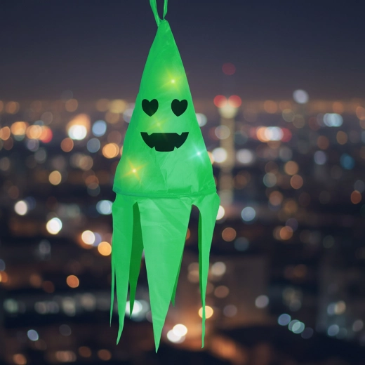 Decorazione di Halloween luminosa da appendere a forma di fantasma verde