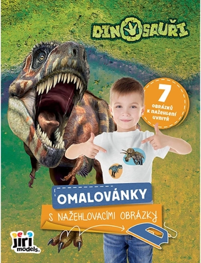 Libro da colorare con trasferibili termoadesivi dinosauri