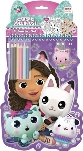 Album da colorare Gabby’s Dollhouse con pastelli (6 pz) e adesivi