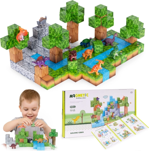 Set di costruzione magnetico 142 blocchi con dinosauri