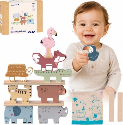 Gioco di equilibrio in legno con animaletti TOOKY TOY, 13 pezzi