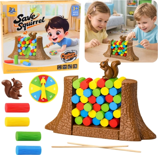 Gioco di abilità per famiglie Salva lo Scoiattolo con spinner