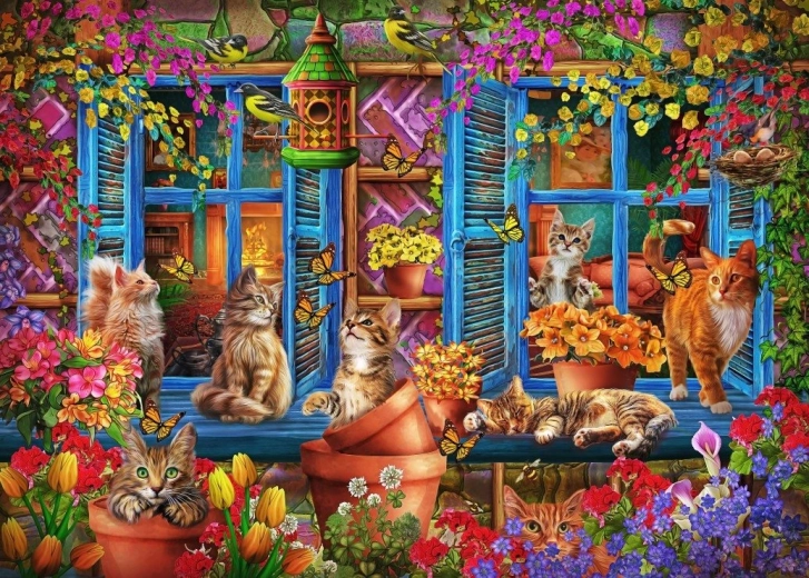 Puzzle Parapetto con gatti 300 pezzi