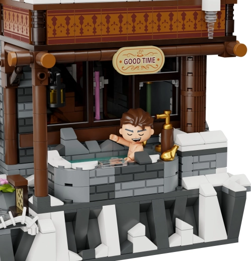 Relax invernale: sorgente termale come parte del diorama
