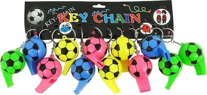 Portachiavi con fischietto a forma di pallone da calcio (12 pz)