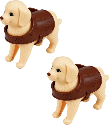 Due cagnolini con accessori per la cura