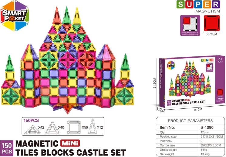 Costruzioni magnetiche colorate 150 pezzi