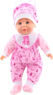 Bambola bebè sonora con vestitino rosa, 30 cm
