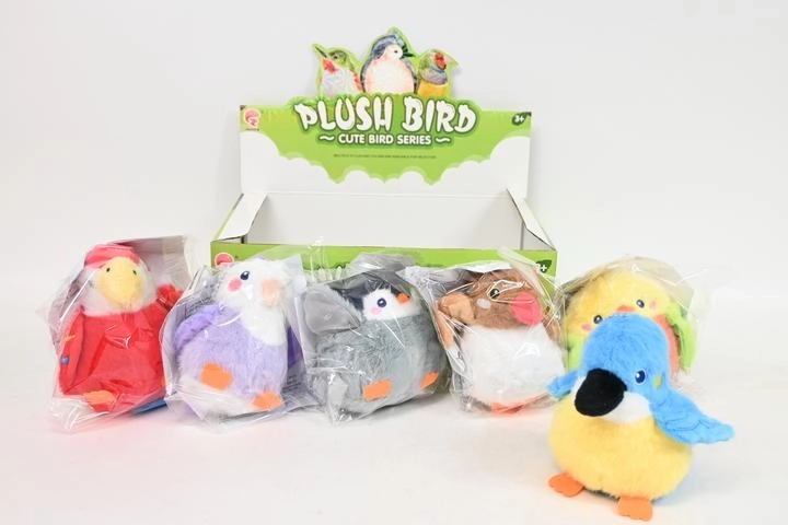 Uccellino di peluche con luce e suono (6 pezzi in espositore)