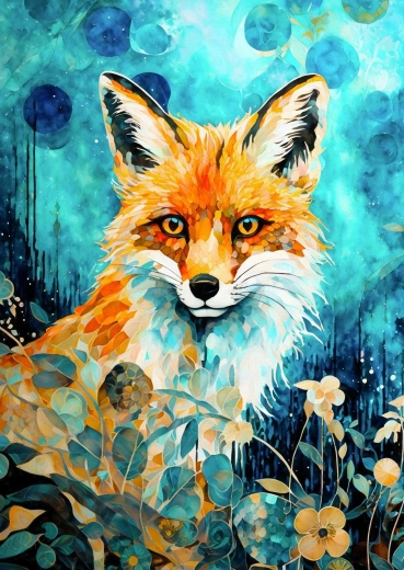 Puzzle Enjoy volpe su sfondo blu 1000 pezzi