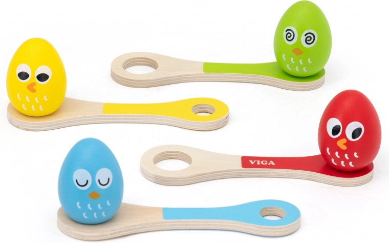VIGA corsa con l’uovo sul cucchiaio – gioco di equilibrio in legno per bambini