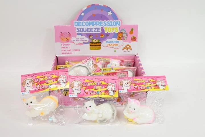 Gatto antistress da schiacciare con palline pastello