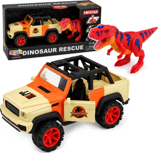 Auto fuoristrada con dinosauro T-rex con luci e suoni