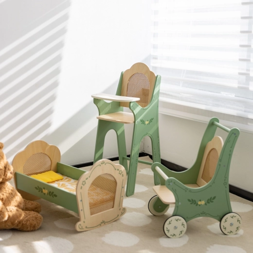 Passeggino retrò in legno per bambole Classic World