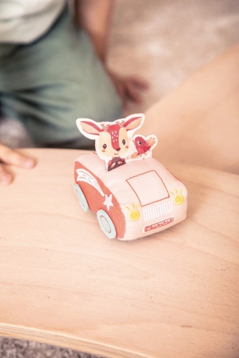 Macchinina di peluche a retrocarica Lilliputiens con la cerbiatta Stella
