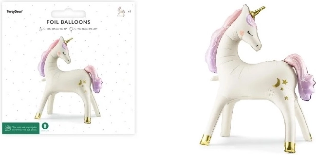 Palloncino in foil da terra Unicorno opaco 95 × 86 cm