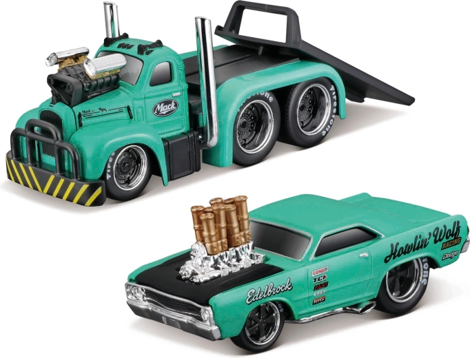 Maisto Muscle Transports Mack B-61 pianale con Dodge Dart HEMI gasser 1:64