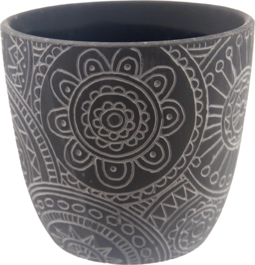 Vaso in ceramica mandala nero 13 × 13 × 12 cm