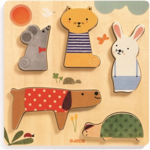Puzzle in legno a incastro Djeco Animali domestici