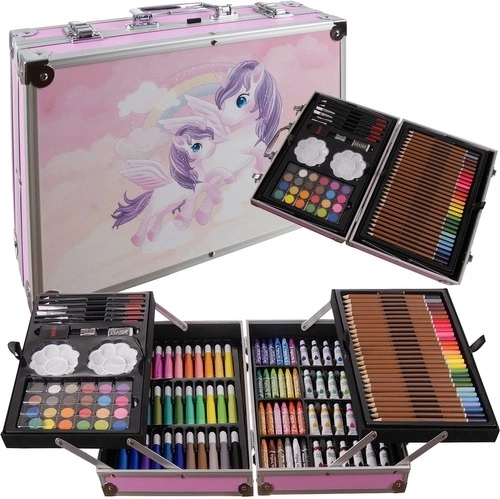Set da pittura in valigetta con unicorno 144 pezzi MAALEO