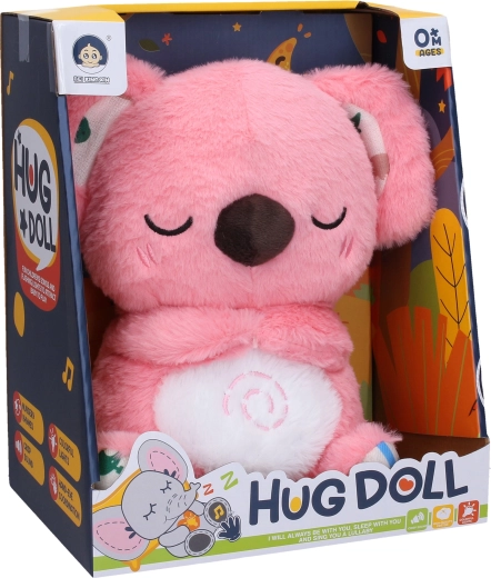 Koala di peluche rosa che respira con effetti 27 cm